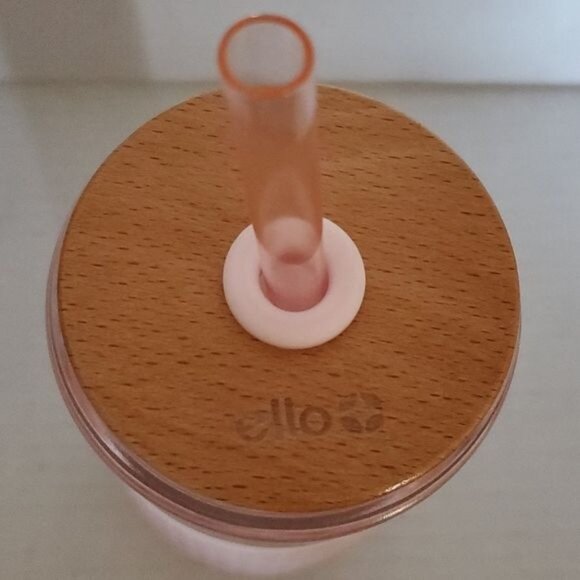 18 OZ Ello Devon Glass Container Tumbler Pink Satin Silicone Sleeve Wooden Lid - Picture 3 of 14